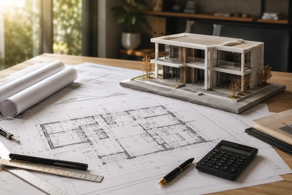 Representative architectural model and floor plans