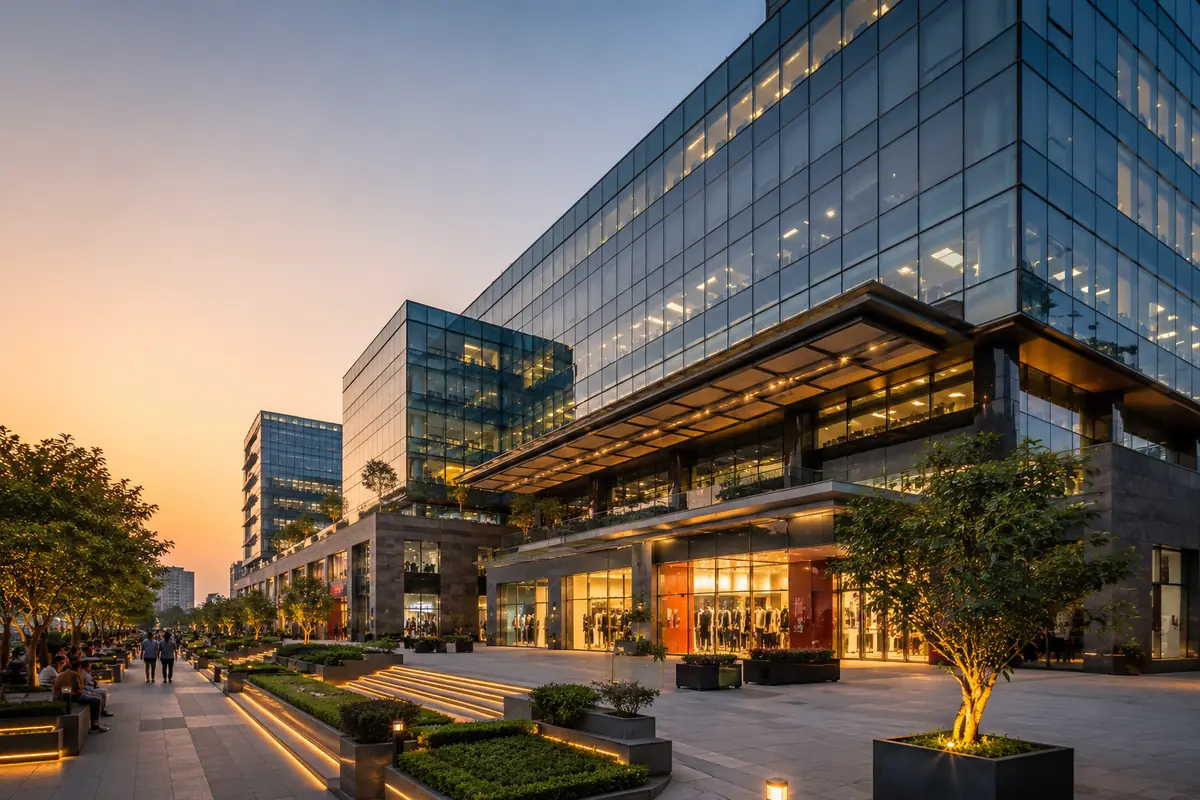 Contemporary commercial complex with public circulation areas