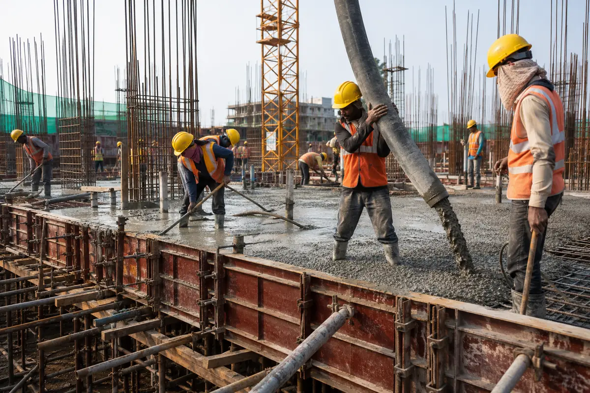 Representative concrete placement and reinforcement work